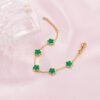 Small Fresh And Lovely Green Drop Gum Flower Gold Bracelet Jewelry Bracelets 16