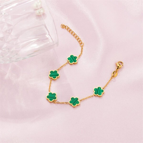 Small Fresh And Lovely Green Drop Gum Flower Gold Bracelet Jewelry Bracelets 6