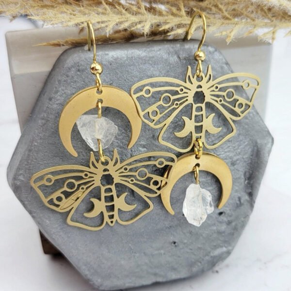 Women’s Fashion Gold Plated Moth Moon Drop Earrings Earrings 7