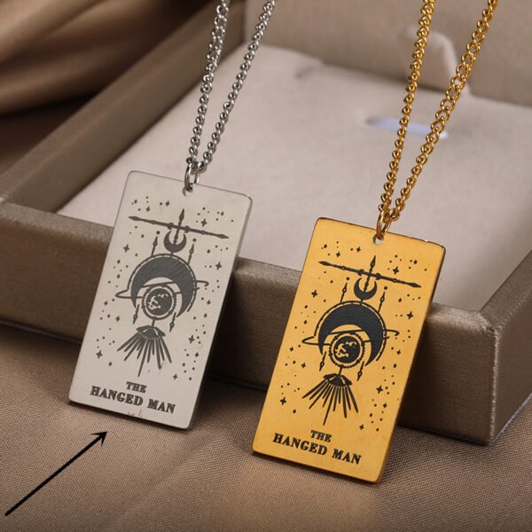 18k Yellow Gold Stainless Steel Tarot Pattern Necklace Necklaces 8