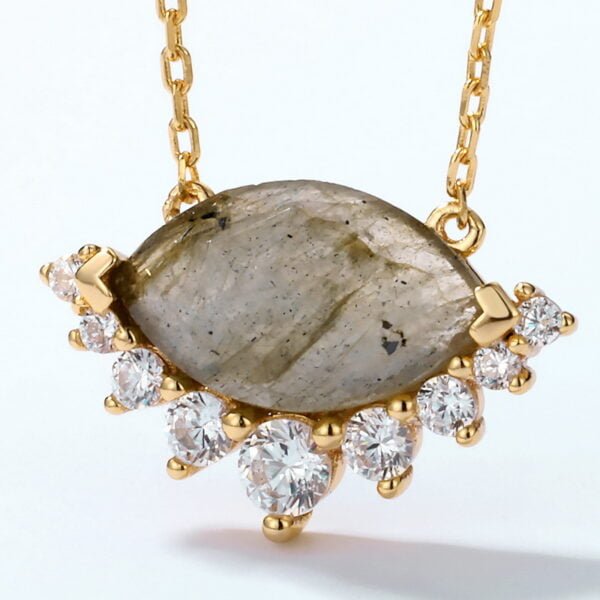 Women’s Gold Natural African Labradorite Geometric Necklace Necklaces 8
