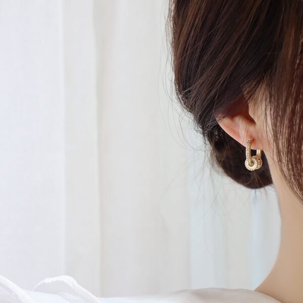 Real Gold Good Luck Implication Earring For Women Rotatable Zirconia Clip Earring Earrings 5