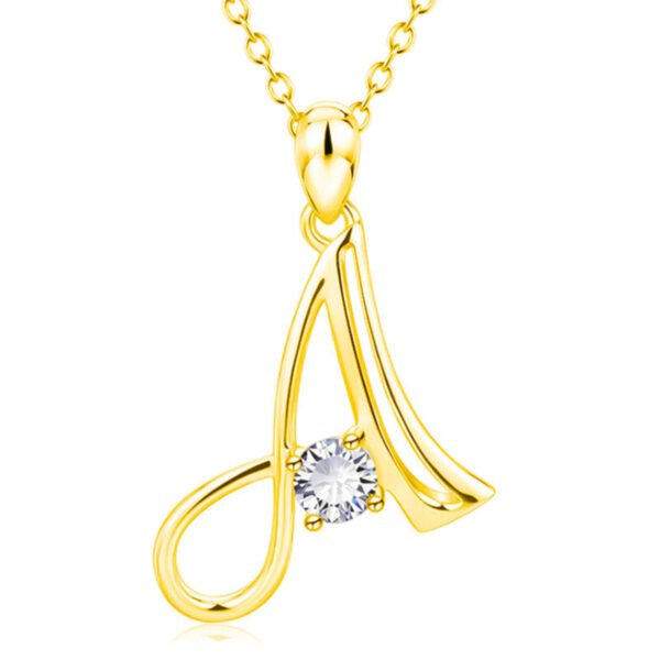 Fashion Gold Initial Letter Rhinestone Necklace Necklaces 3