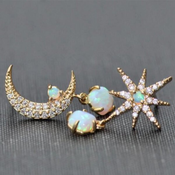 Fashion Women’s Asymmetric Moon Star Earrings Earrings 6