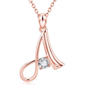 Rose Gold Rhinestone Letter Necklace For Women Girls Necklaces
