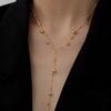 New 18K Gold Plated Stainless Steel Round Beads Tassel Charm Necklace For Women Necklaces 16 New 18K Gold Plated Stainless Steel Round Beads Tassel Charm Necklace For Women Necklaces 16
