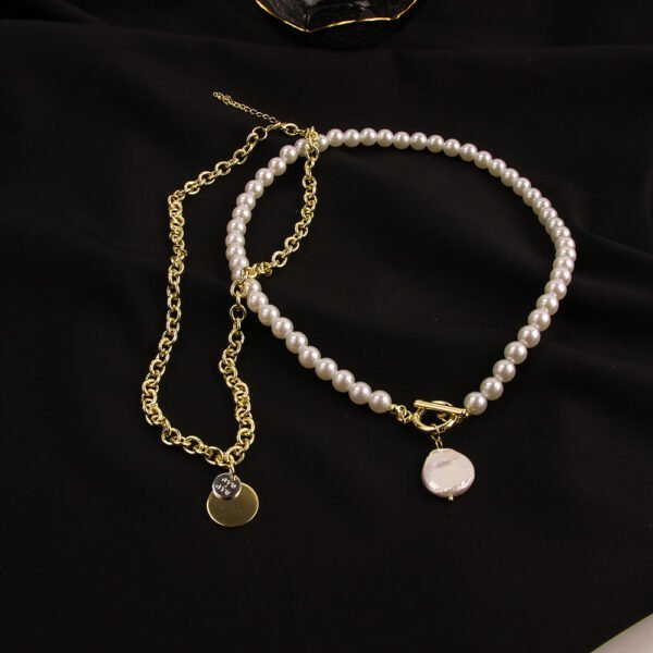Pearl Double Layered Necklace Female Niche Design Sense Net Red Necklace Retro Exaggerated Clavicle Chain Necklaces 5