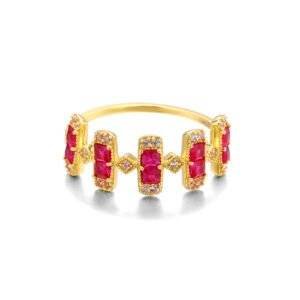 Red Corundum Square Ring Female Christmas