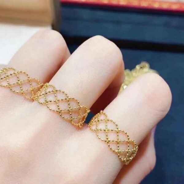 18K Yellow Gold Lace Pull Adjustment Ring For Women Rings 6