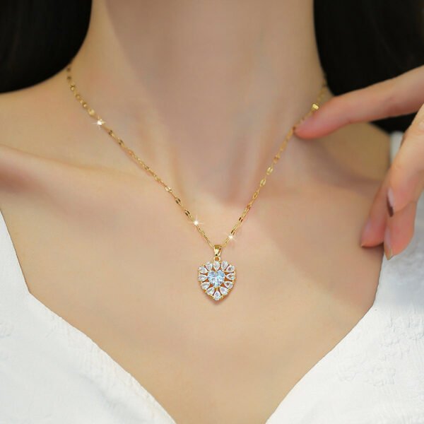 Affordable Luxury Style Elegant Heart Full Diamond Real Gold Plated Necklace Necklaces 5