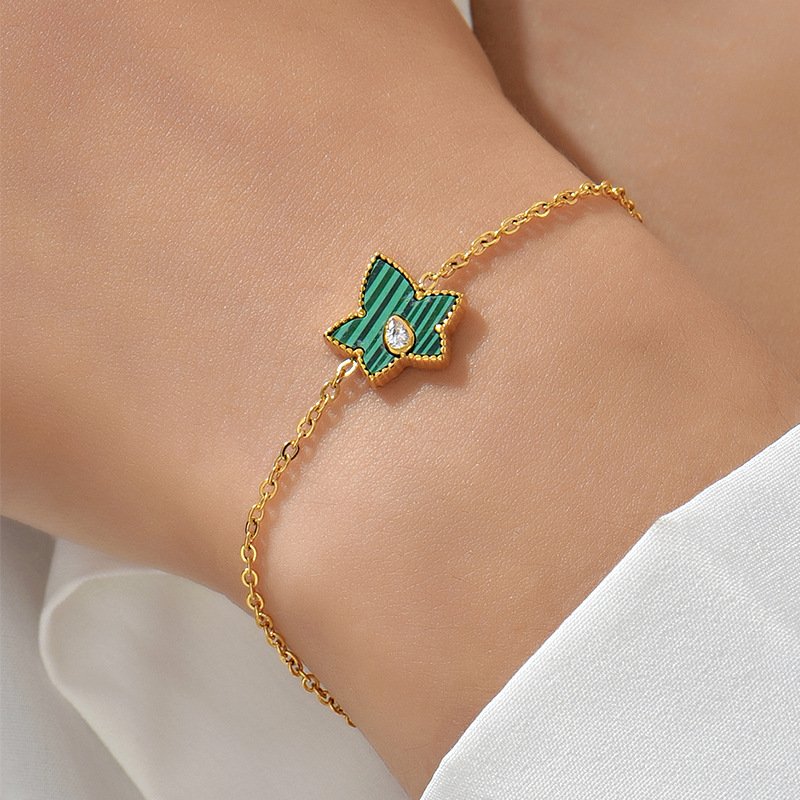 Korean Style Titanium Steel Malachite Bracelet 18K Gold Non-fading Affordable Luxury Fashion Stainless Steel Bracelet Female High Sense Bracelets 9 Korean Style Titanium Steel Malachite Bracelet 18K Gold Non-fading Affordable Luxury Fashion Stainless Steel Bracelet Female High Sense Bracelets 9
