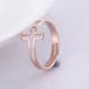 Flat Rose Gold Religious Cross Ring Rings 11