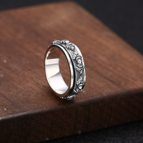 S925 Sterling Silver Jewelry Fashion Retro Personality Turning Ring Rings 3