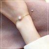 Single 18K Gold Japanese Akoya sea pearl bracelet adjusts natural rose white color gold flawless bulb Bracelets 10