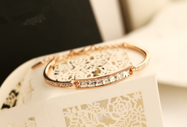 Diamond Crystal Bracelet Inlaid with Diamond Plated Gold Bracelet Bracelets 8
