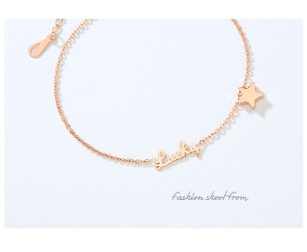 Rose Gold Color Anklet Lucky Star Chain for Woman Jewelry 316 L Titanium Steel Valentine Gift Never Fade Top Quality Accessories 4