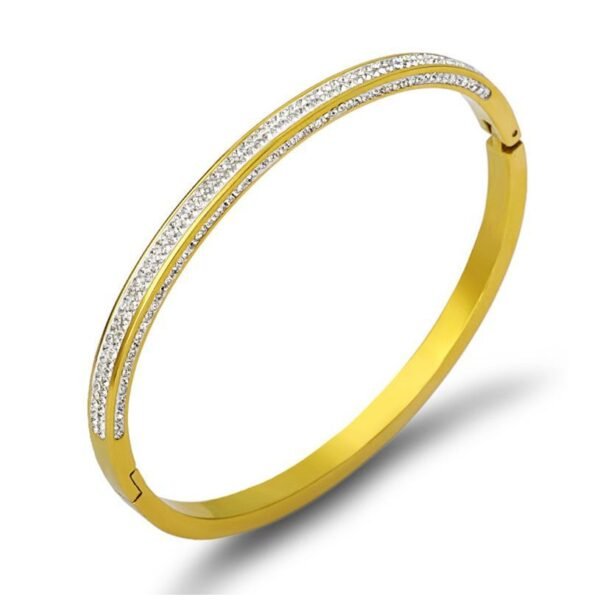 Double Row Drill Zircon Full Star Gold Titanium Steel Bracelet Bracelets 7