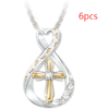 Cross Footprint Diamond Pendant Two Tone Necklaces 21