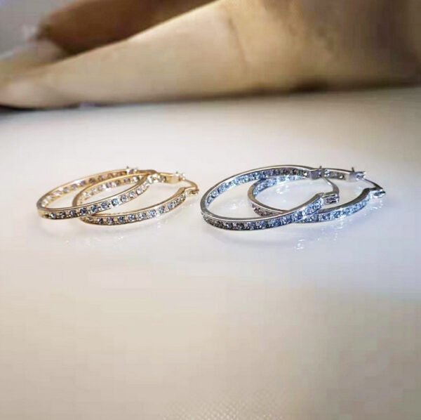 European And American Fashion Jewelry Popular Rhinestone-encrusted Ear Studs Ear Clip Earrings 9