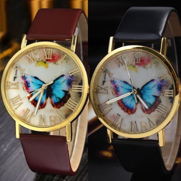 Roman scale butterfly belt watch Fashion universal gold shell watch watches 4