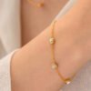Fashion 18K Gold Plated Round Zircon Stainless Steel Bracelet Necklaces 15