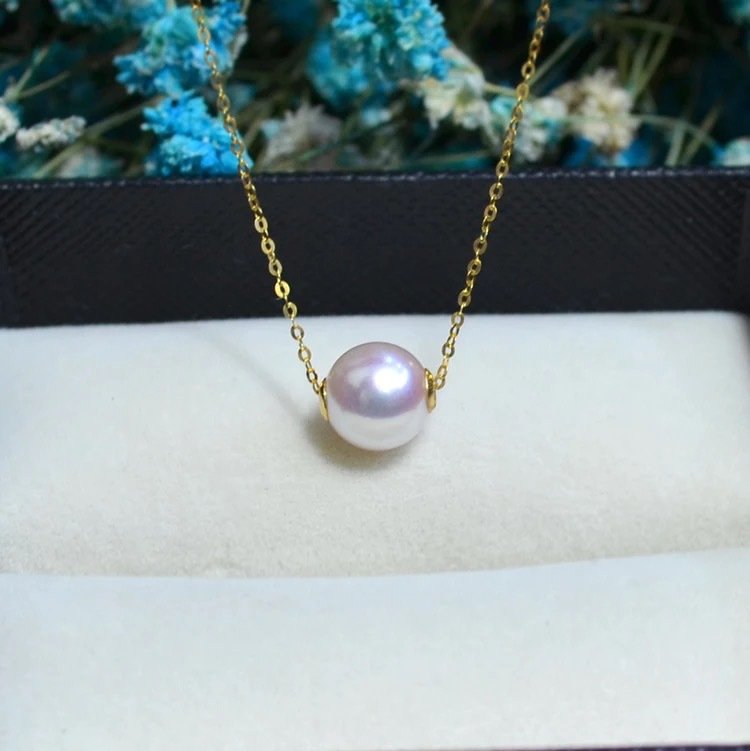 Road pass 18 K gold Akoya natural seawater pearl pendant necklace, clavicle containing 18K gold chain factory direct sales Necklaces 7 Road pass 18 K gold Akoya natural seawater pearl pendant necklace, clavicle containing 18K gold chain factory direct sales Necklaces 7
