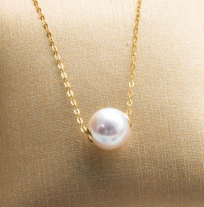 Road pass 18 K gold Akoya natural seawater pearl pendant necklace, clavicle containing 18K gold chain factory direct sales Necklaces 6 Road pass 18 K gold Akoya natural seawater pearl pendant necklace, clavicle containing 18K gold chain factory direct sales Necklaces 6