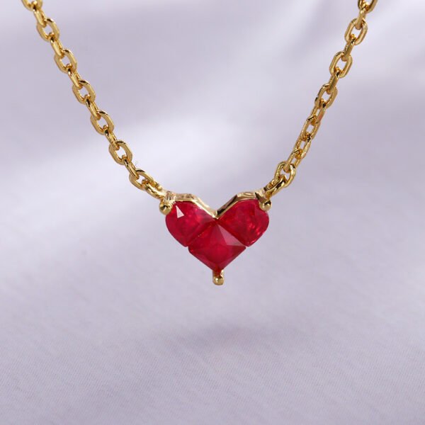 Women’s Gold Plated Sterling Silver Splicing Heart Necklace Necklaces 7