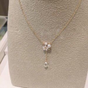 Sterling silver 925 plating K gold white shell pearl diamond crystal pendant necklace clavicle chain Necklaces