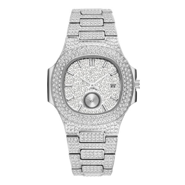 Hip Hop Full Diamond Dial High-end Gold Full Diamond Men’s Quartz Watch watches 4