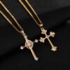 Gold-plated Copper Zircon Love Geometric Cross Pendant Necklace Necklaces 8