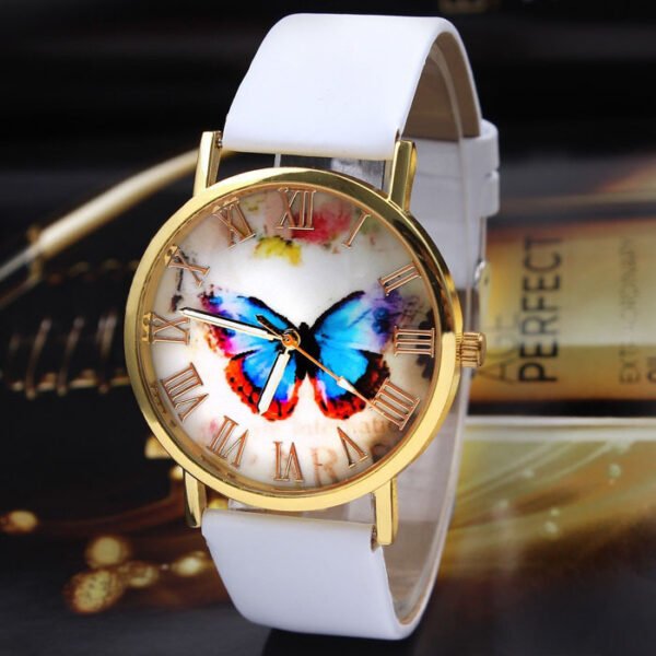 Roman scale butterfly belt watch Fashion universal gold shell watch watches 3