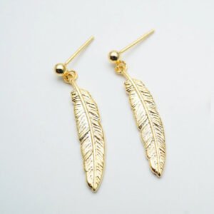 Japanese light luxury jewelry s925 sterling silver plated 18K gold vintage feather earrings Simple Japanese and Korean earrings jewelry Earrings Japanese light luxury jewelry s925 sterling silver plated 18K gold vintage feather earrings Simple Japanese and Korean earrings jewelry Earrings