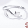 S925 Silver Ring Cute Kitten Silver Plated White Gold Ring Rings 9