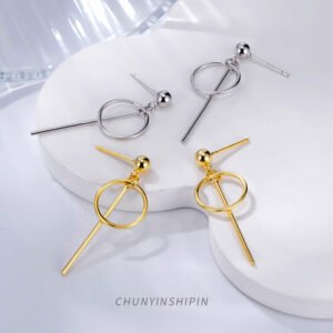 Ins Simple Style S925 Sterling Silver Geometric Circle Earrings Earrings