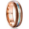 Rose Gold Inlaid Acacia Wood Opal Dome Tungsten Steel Ring Rings 11 Rose Gold Inlaid Acacia Wood Opal Dome Tungsten Steel Ring Rings 11