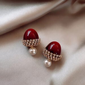 Women’s Cherries Earrings S925 Silver Needle Red Cherry Earrings