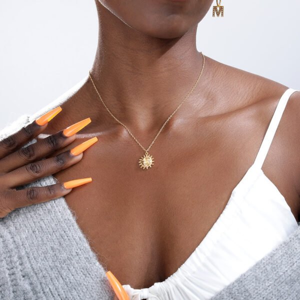 Sun Pendant Necklace Women Gold Plated 18K Necklaces 3