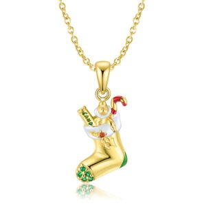 Christmas Stocking Necklace S925 Sterling Silver Gold-plated Exquisite Ins Wind Collarbone Chain Jewelry Gift Christmas
