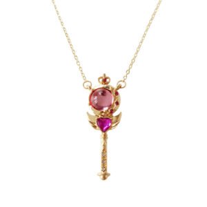 Japanese Cartoon Girl Series Gemstone Wings Scepter Necklace Necklaces