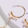 Temperament Long Tassel Pearl Personality c-shaped Metal Natural Small Pearl earring girl Earrings 14