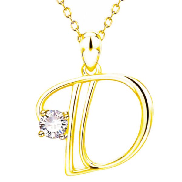 Fashion Gold Initial Letter Rhinestone Necklace Necklaces 6