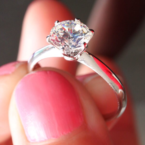 Classic 925 Sterling Silver Gold Plated Exquisite Six Prong Ring Rings 5