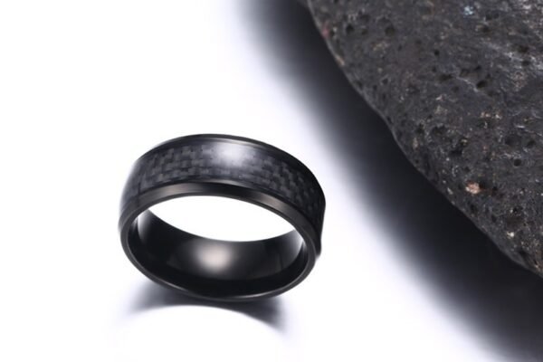 Black Carbon Fiber Inlay Men’s Wedding Brand Ring Stainless Steel Jewelry Dropshopping 8mm Rings 7