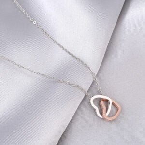 Cross-border Amazon Rose Gold Color Separation Double Ring Necklace Necklaces