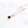 Korean fashion titanium steel plated 18K rose gold black and white double-sided Roman numerals necklace color gold clavicle chain female short chain Necklaces 6 Korean fashion titanium steel plated 18K rose gold black and white double-sided Roman numerals necklace color gold clavicle chain female short chain Necklaces 6