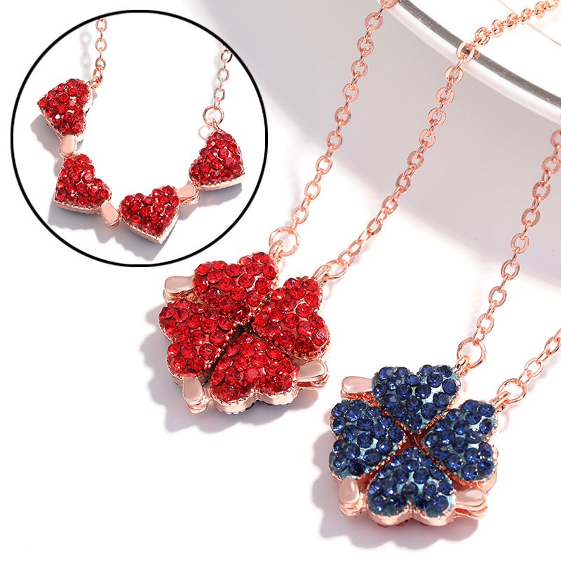 Love Lat Foldable Pendant Rose Gold Full Diamond Red Necklace Necklaces 8 Love Lat Foldable Pendant Rose Gold Full Diamond Red Necklace Necklaces 8
