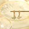 14K Gold Stainless Steel Earrings Natural White Shell Butterfly Pendant Earrings 11