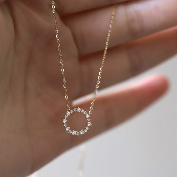 Full Diamond Circle Temperament Japanese And Korean K Gold Clavicle Chain Necklaces 7