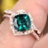 New mother green zircon set ring with sapphire rose gold ring ring Rings 7